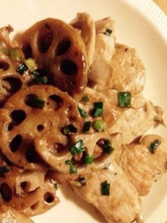 レンコンとむね肉のマヨぽん炒め-レシピのメイン写真