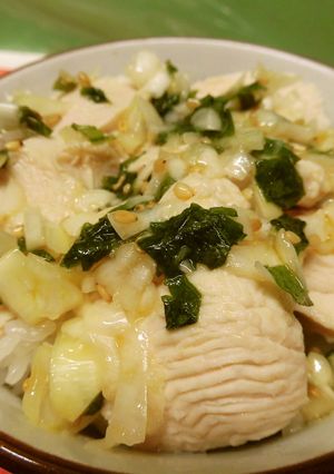 鶏胸肉の大葉入りねぎ塩だれ丼♪-レシピのメイン写真