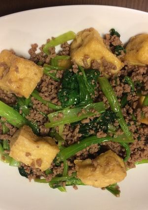 小松菜と挽肉の炒めもの§-レシピのメイン写真