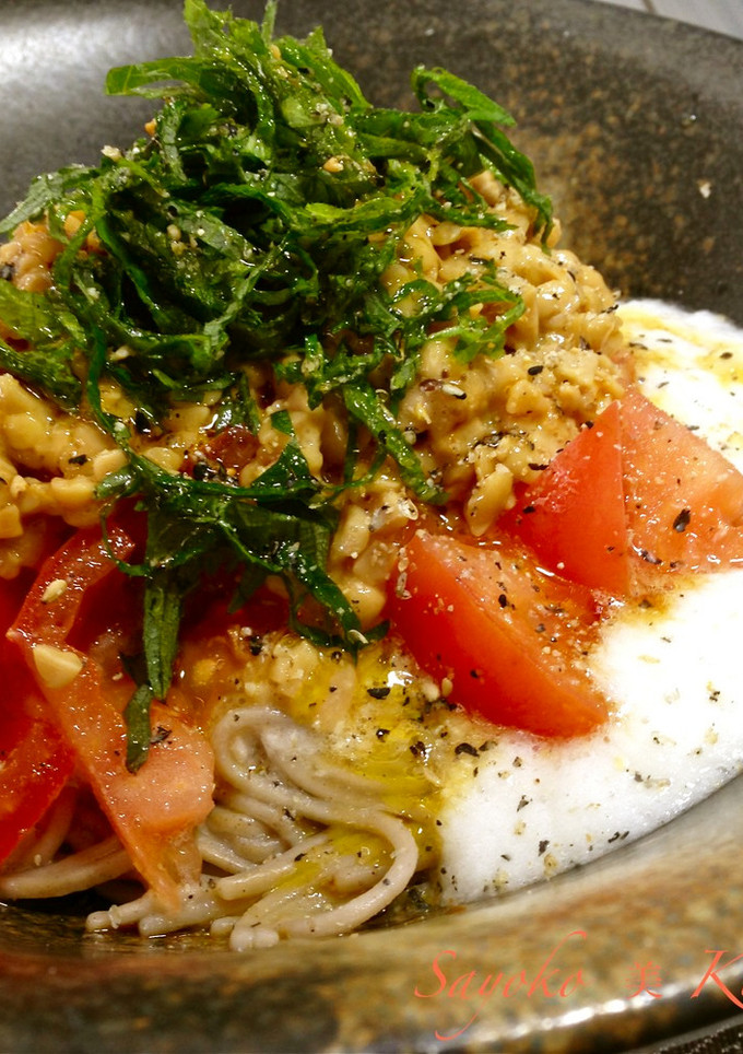 長芋とろろとトマトの納豆蕎麦-レシピのメイン写真