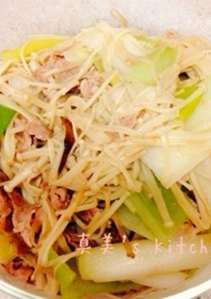 豚肉とネギとえのき茸の中華炒め-レシピのメイン写真