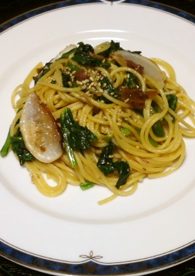 蕪と蕪の葉とピーマンの梅肉和風パスタ-レシピのメイン写真