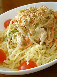 蒸し鶏と温野菜のサラダ麺-レシピのメイン写真