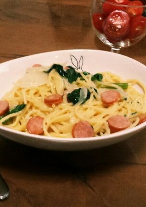 簡単♪生クリームで、カルボナーラ風パスタ-レシピのメイン写真