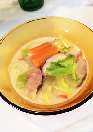 簡単！野菜たっぷり、あっさり豆乳スープ♪-レシピのメイン写真