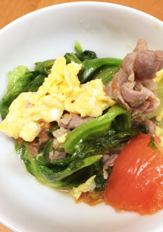 豚肉とトマトとレタスの中華炒め-レシピのメイン写真