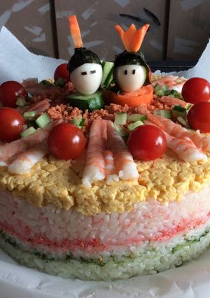 ケーキの型でおひなさま寿司-レシピのメイン写真