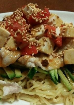 ★豚バラカレー風味ごまだれ冷やし中華★-レシピのメイン写真