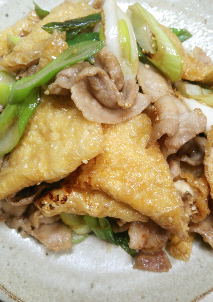 味付け簡単☆豚バラと油揚げのめんつゆ炒め-レシピのメイン写真