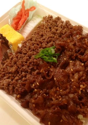 駅弁トップ☆甘辛美味しい2種の牛肉弁当-レシピのメイン写真
