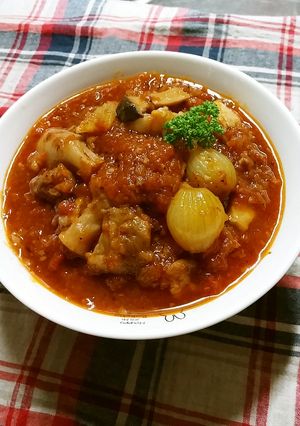 美味しい！牛スジ＆シマ腸のトマト煮　-レシピのメイン写真