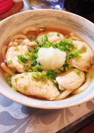 レンジで作った蒸し鶏とおろしのうどん-レシピのメイン写真