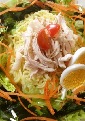 たっぷりサラダ＆鶏むね肉の冷し中華-レシピのメイン写真