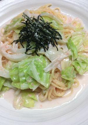 春キャベツと新玉ねぎの明太子マヨパスタ-レシピのメイン写真