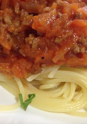 野菜ジュースのミートソーススパゲティ♪-レシピのメイン写真