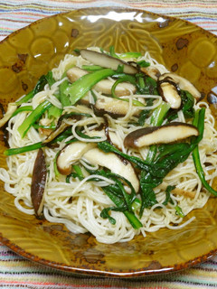 春菊と椎茸の素麺チャンプルー-レシピのメイン写真