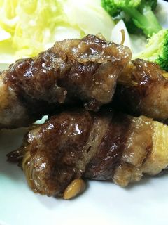 牛薄切りとえのきと長いもこんがり肉まき♪-レシピのメイン写真