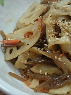 蓮根と蒟蒻の甘辛炒め♬-レシピのメイン写真