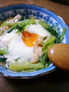*おいなりさんのあげで小松菜の巣籠もり*-レシピのメイン写真