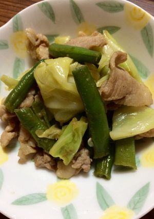 豚こまとインゲン、キャベツの簡単炒め-レシピのメイン写真