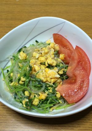 炒り卵と豆苗☆ふんわり優しい春雨サラダ☆-レシピのメイン写真