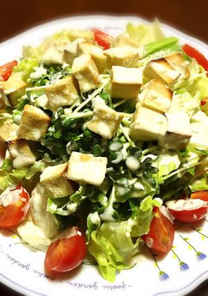高野豆腐クルトンのシーザーサラダ-レシピのメイン写真