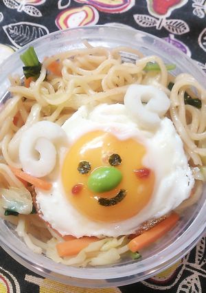 たらこ焼きそばでヒツジさん弁当-レシピのメイン写真