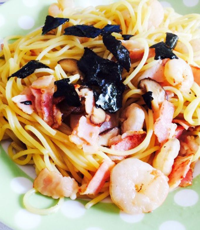 エビとベーコンと椎茸の和風パスタ by O型女子の簡単レシピ
