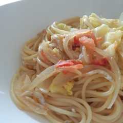 รูปของ キャベツとトマトとシラスのスパゲティ