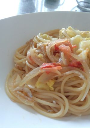 キャベツとトマトとシラスのスパゲティ-レシピのメイン写真