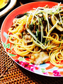 ポン酢でさっぱり豚バラと水菜の和風パスタ-レシピのメイン写真
