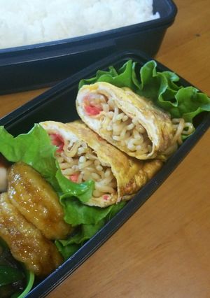 お弁当にマルちゃん焼そば卵焼き-レシピのメイン写真