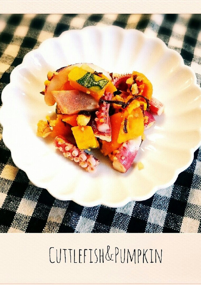 いかとかぼちゃとくるみの塩昆布和え-レシピのメイン写真