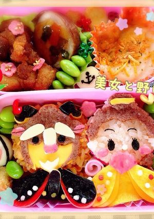 ツムツムde雛祭り キャラ弁 美女と野獣-レシピのメイン写真
