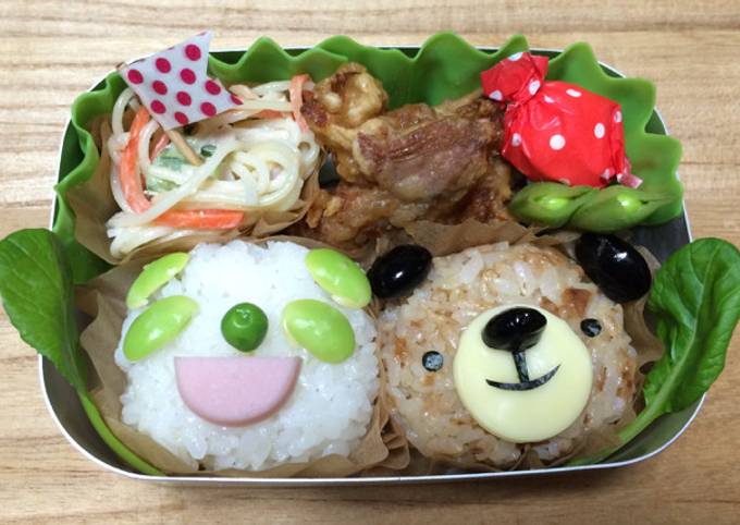 パンダとくまの簡単おにぎり弁当 by jozecafe 【クックパッド】 簡単おいしいみんなのレシピが392万品