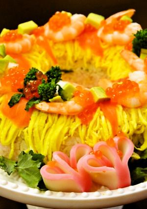 ひな祭り ちらし寿司　ケーキ寿司-レシピのメイン写真