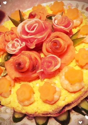 サーモンと生ハムの寿司ケーキ♡-レシピのメイン写真