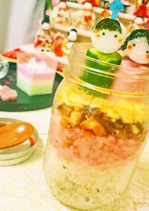 雛祭り♡メイソンジャーde三色ちらし寿司-レシピのメイン写真