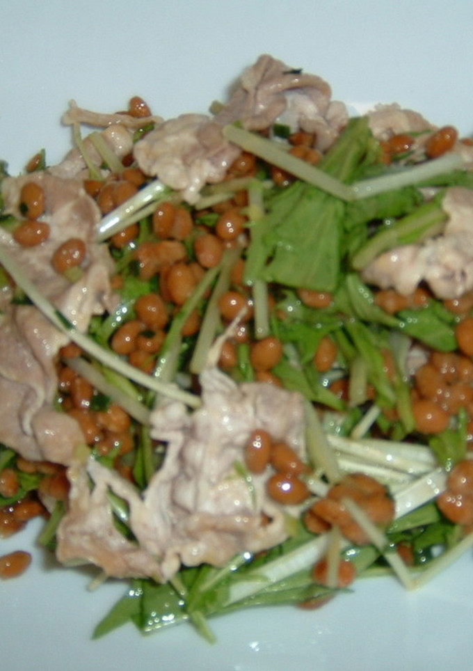 豚しゃぶと水菜の納豆和え-レシピのメイン写真