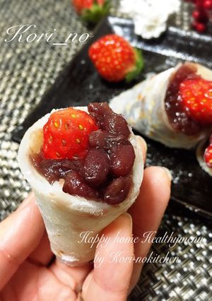 小麦粉、卵無し♡白いどら焼き♡苺巻き-レシピのメイン写真