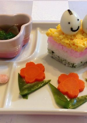 離乳食後期ひな祭り*菱餅型のちらし寿司風-レシピのメイン写真