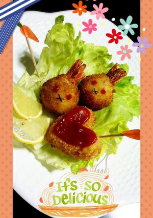 キャラ弁☆うさぎのエビコロッケ-レシピのメイン写真