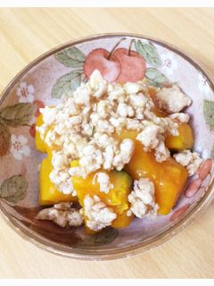 鶏ひき肉とホクホクかぼちゃの煮物♪-レシピのメイン写真