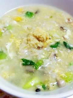 朝食に☆チンゲン菜とコーンの中華がゆ-レシピのメイン写真