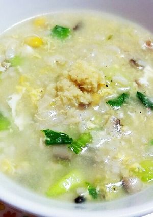 朝食に☆チンゲン菜とコーンの中華がゆ-レシピのメイン写真