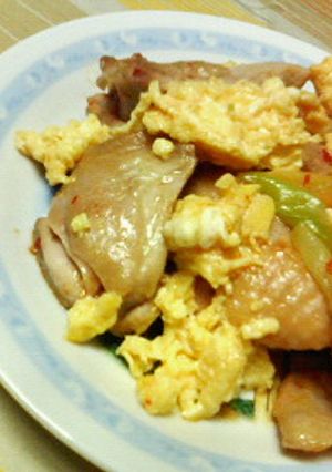 鶏とネギと卵の☆ピリッ辛♪麺つゆ炒め♪♪-レシピのメイン写真