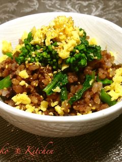 菜の花とひじきの奈良漬けまぜごはん-レシピのメイン写真