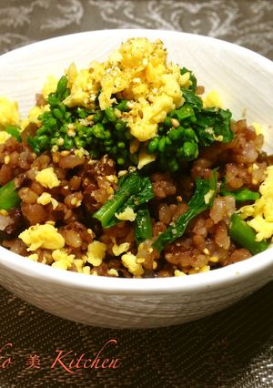 菜の花とひじきの奈良漬けまぜごはん-レシピのメイン写真