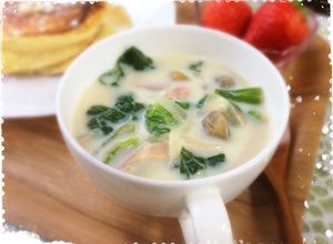 寒い朝に☆縮みほうれん草のミルクスープ-レシピのメイン写真