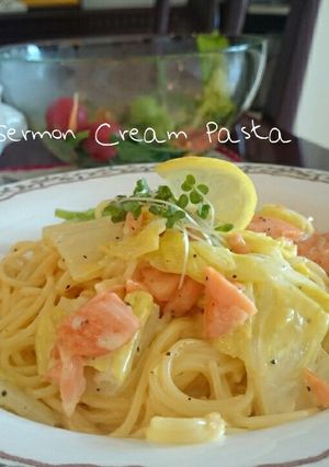 ランチに✾10分でサーモンクリームパスタ-レシピのメイン写真